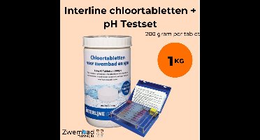 Interline Chloortabletten 200 gram 1 kg - Inclusief pH & chloor Testset - Chloortabletten voor zwembad en jacuzzi - Chloor 200 gram - Inclusief gratis doseerschema