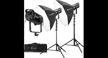 BRESSER Studiolamp - COB LED Light Duo Kit - BR-180 RGB - 2 x BR 180 RGB COB LED light - 2 x Octabox 80 cm incl. statief - Bi-color functie - Transporttas