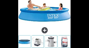 Intex Rond Opblaasbaar Easy Set Zwembad - 305 x 61 cm - Blauw - Inclusief Afdekzeil - Zoutwatersysteem - Zwembadfilterpomp - Zwembadzout