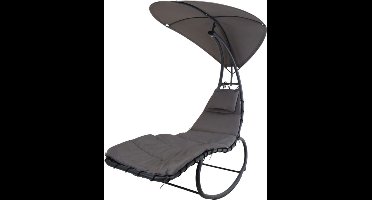 Schommelstoellounger Met Ovaal Zonnedak Grijs