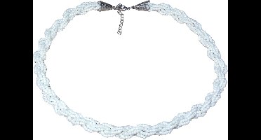 Ketting gevlochten parels wit