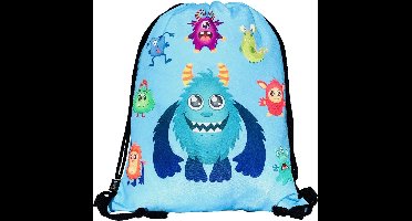 Gymtas - Happy Monster voor kinderen - Lichtblauw - 32x40 cm