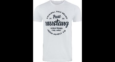 Mustang Heren T-Shirt Basic Print Tee regular fit Wit 5XL Ronde Hals Volwassenen Opdruk Print Shirts