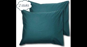 Droomtextiel Kussenslopen 60x70 cm Petrol Set Van 2 Stuks - Hotelkwaliteit - 100% Hoogwaardige Katoen