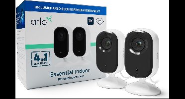 Arlo Essential 2K beveiligingscamera voor binnen - 2 IP-Camera's