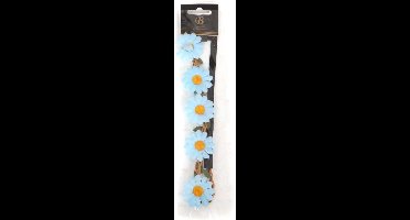 Haarbandje Bloemen - Hippie Hoofdband - Hippie Verkleedkleding - Licht blauw - One Size