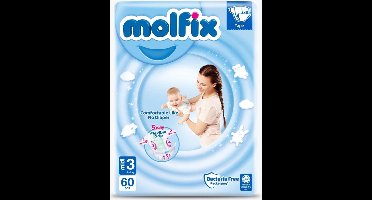 Molfix Premium Luiers Maat 3 Midi (4-9 KG) - 60 luiers - Ultra Absorberend, Huidvriendelijk, Perfecte Pasvorm
