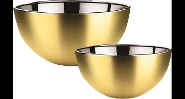 Svenska Living Voedsel serveer schalen set - 4x stuks - metallic goud - RVS - Dia 19/23 cm - keuken