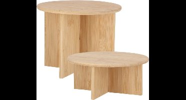 Esschert Design plantenpot verhogen tafeltjes set 2x stuks - van bamboe - D25 x H11/D25 x H19 cm