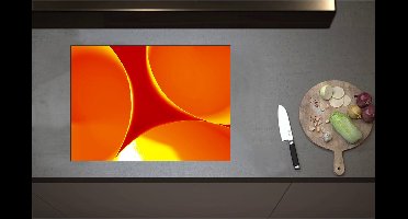 Inductieplaat Beschermer - Abstract - Achtegrond - Rondjes - Cirkels - Rood - Oranje - Geel - 70x51 cm - 2 mm Dik - Inductie Beschermer - Bescherming Inductiekookplaat - Kookplaat Beschermer van Zwart Vinyl