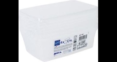 EDA Diepvriesdoos - 0,75L - set van 4 - transparant