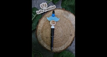 Zwarte pen Super papa met snorretje