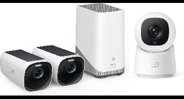 EufyCam 3 4K Draadloze Beveiligingsset - Inclusief Homebase 3 en 2 Solar Camera's + Eufy Indoor Cam C220 - Voordeelbundel
