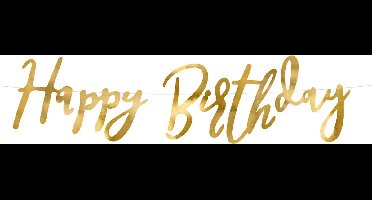 PartyDeco - Slinger Happy Birthday Goud (16,5 x 62,5 cm)