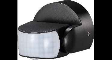 HOFTRONIC - PIR Bewegingsmelder voor buiten incl. Schemerschakelaar - 180° Detectiehoek - 12 meter bereik - Maximaal 600 Watt aan lampen aansluitbaar - Opbouw - Zwart - IP65 Waterdicht voor binnen en buiten - Bewegingssensor