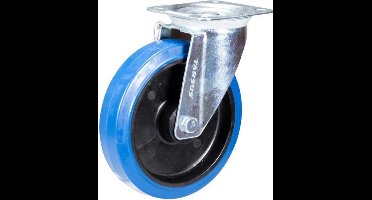 Tarsus Zwenkwiel 200 mm - Slijtvast Rubber - 300 kg Draagvermogen - Blauw
