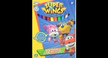 Super wings viltstiftenset 12 stuks 2,9 mm+stickervel