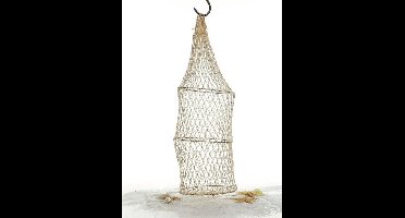 Decoratie visnet - met 3 ringen - 16 x 48 cm - vissers fuik - Siernet - nautisch net - maritiem decornet - netfuik