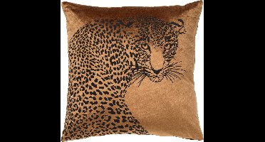 Dutch Decor SIMBA - kussenhoes 45x45 cm - dierenprint - panter - Tobacco Brown - bruin - met rits - zonder binnenkussen