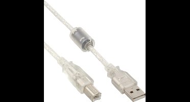 USB naar USB-B kabel - USB2.0 - tot 1A / transparant - 5 meter