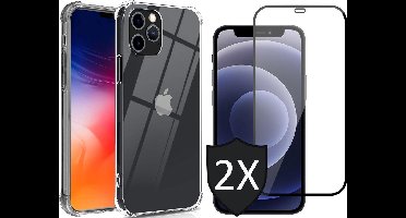 Hoesje geschikt voor iPhone 13 Pro Max Met 2x Screenprotector - Shock Proof Case - Transparant