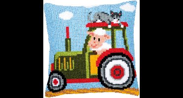 Vervaco - Kruissteekkussen kit - Tractor - PN-0008483 - Borduren - Borduurpakket - Borduurpakket volwassenen - Borduurpakket kind
