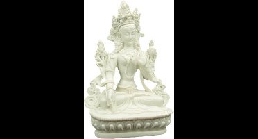 Witte Tara Beeld - Yogi & Yogini - Boeddhabeeld - Witte Tara - Wit - 15 cm
