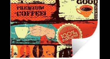 Muurstickers - Sticker Folie - Koffie - Vintage - Collage - 30x20 cm - Plakfolie - Muurstickers Kinderkamer - Zelfklevend Behang - Zelfklevend behangpapier - Stickerfolie