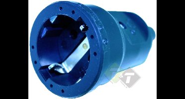 Stekker PVC contra met randaarde, zwart, 16 Ampere, 250 Volt, VDE