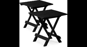 Set van 2 Klaptafels Adige 50x45x43cm Draagbaar Campingtafel Bijzettafel - Zwart