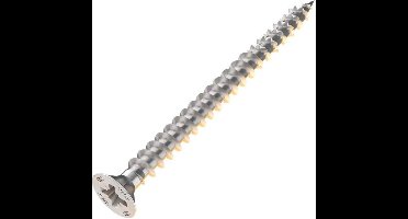 Houtschroef platkop 5.0x50mm. lang. RVS-A2. Homefix. 10 stuks.Spaanplaat schroeven.
