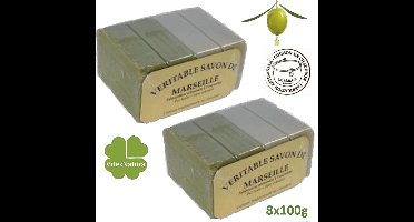 Le Serail ambachtelijke Marseille zeepstukken 4x100g olijf en 4x100g blank Gemaakt van pure plantaardige olie.