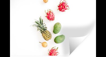 Muurstickers - Sticker Folie - Fruit - Tropisch - Ananas - 30x20 cm - Plakfolie - Muurstickers Kinderkamer - Zelfklevend Behang - Zelfklevend behangpapier - Stickerfolie