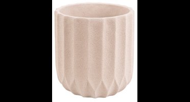 Present Time Bloempot Stripes 18 Cm Beton Ivoorwit