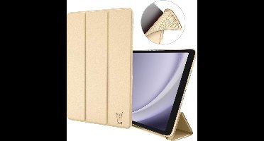 Hoes geschikt voor Samsung Galaxy Tab A9 / Tab A11 – Smart Cover met Tri-Fold Stand – Schokbestendig – Auto Wake/Sleep – TPU Backcase – Goud