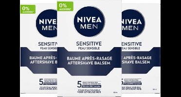 NIVEA MEN Sensitive Aftershave Balsem - Aftershave Balm - Alcoholvrij - 3x100ml - Voordeelverpakking