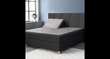 Droomtextiel Splittopper Hoeslaken Katoen Satijn - 160x200 cm Grijs - Hoogwaardige Kwaliteit - Super Zacht