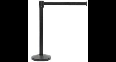 IVOL Afzetpaal met trekband - Zwarte afzetpaaltjes met zwart lint - 200 cm