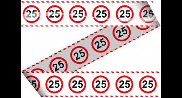 Markeerlint 25 jaar - 3x stuks - 15 meter - stopbord - afzetlint - leeftijd/jubileum versiering - feestartikelen