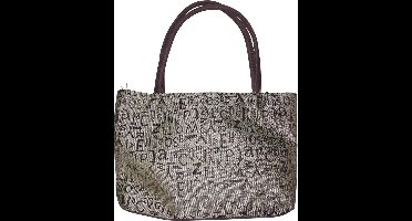 Handtas met letter-patroon goud-bruin