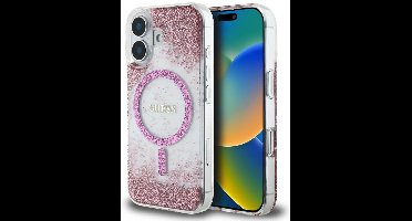Guess - Hardcase Back Cover - iPhone 16 - Magsafe - Pink Glitter