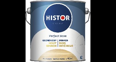Histor Perfect Base Grondverf - Houtverf voor Binnen - Primer Verf voor Hout op Waterbasis - Uitstekende Hechting en Extra Dekking - Wit - 2.5 L