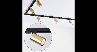 Modern 1-fase railsysteem van 3 meter met gouden Mels spots - plafondlamp