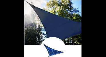 Perel Schaduwzeil met 100 leds, sterrenhemel, luifel voor tuin terras, schaduwdoek, waterdoorlatend, 90 % uv-bescherming, 3 roestvrijstalen ringen, 3.6 x 3.6 x 3.6 m, 180 g/m², HDPE, driehoek, donkerblauw
