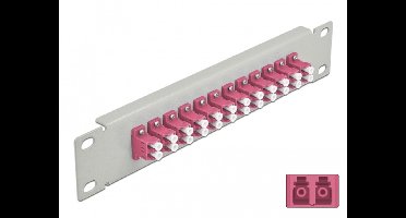 Delock 10″ Fiber Optic Patch Panel 12 Port LC Duplex violet 1U grey