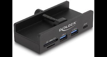 Delock External USB 5 Gbps Hub with 2 x USB Type-A, 1 x USB Type-C™ and SD + Micro SD Slot with Locking Screw