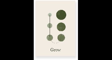 Poster 30x40 cm - Grow - Beige - Groen - Minimalistisch - Japandi - Muurdecoratie - Wanddecoratie