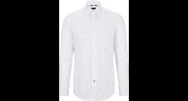 BOSS Hank slim fit overhemd - popeline - wit - Strijkvriendelijk - Boordmaat: 40