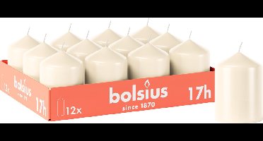 Bolsius - Gladde Stompkaarsen - 12 stuks - Ivoor - 17 branduren - 8 x 5,8 cm