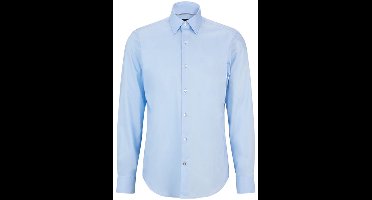 BOSS Joe regular fit overhemd - popeline - blauw gestreept - Strijkvriendelijk - Boordmaat: 45